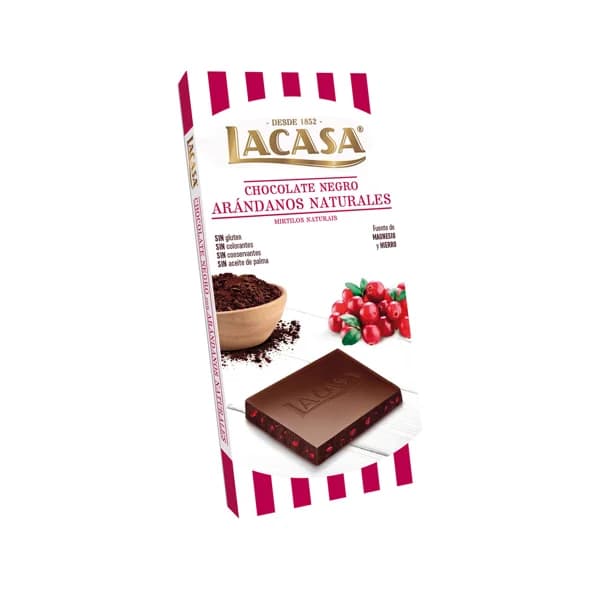 LACASA Chocolate negro con arándanos naturales 100 g. - 0.1 kg - Imagen del producto en Findit