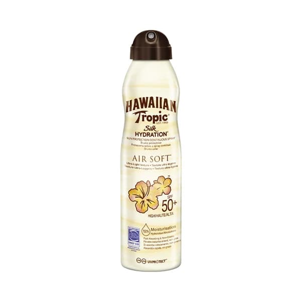 HAWAIIAN TROPIC Silk hydration Protector solar en spray continuo, con textura bruma ultra ligera no grasa y FPS 50 (muy alta) 220 ml. - 0.2 l - Imagen del producto en Findit