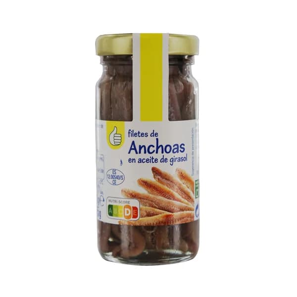 PRODUCTO ECONÓMICO ALCAMPO Filetes de anchoa en aceite de girasol 100 g. - 0.06 kg - Imagen del producto en Findit