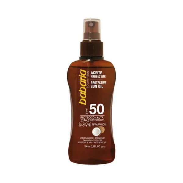 BABARIA Aceite solar en spray con acción protectora y aceleradora del bronceado y FPS 50 (muy alto) BABARIA 100 ml. - 0.1 l - Imagen del producto en Findit