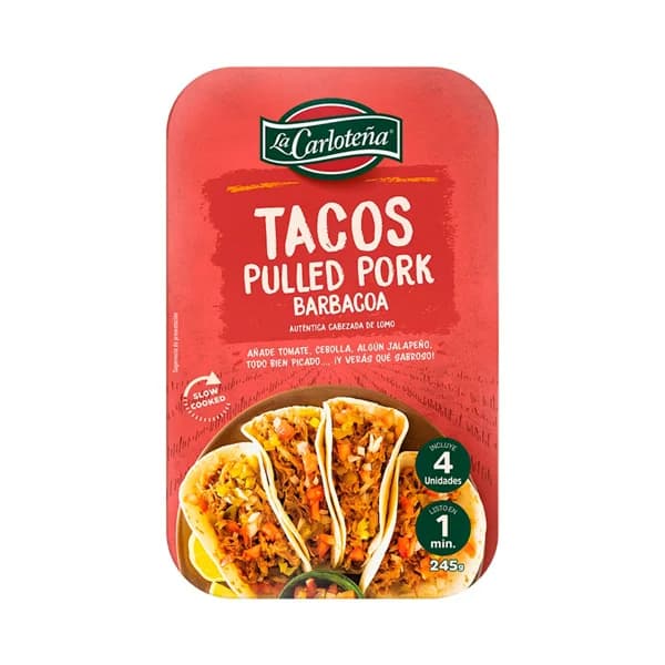 LA CARLOTEÑA Tacos de pulled pork barbacoa 245 g. - 0.24 kg - Imagen del producto en Findit