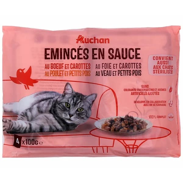 PRODUCTO ALCAMPO Pienso húmedo de carne para gatos PRODUCTO ALCAMPO 4 x 100 g. - 0.4 kg - Imagen del producto en Findit