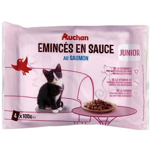 PRODUCTO ALCAMPO Pienso húmedo para gatitos con salmón PRODUCTO ALCAMPO 4 x 100 g. - 0.4 kg - Imagen del producto en Findit