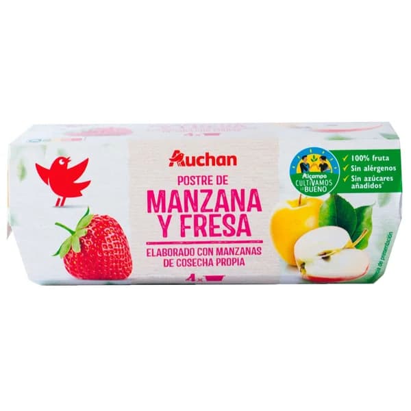 ALCAMPO CULTIVAMOS LO BUENO Compota de manzana y fresa pack 4 uds. x100 g. - 0.4 kg - Imagen del producto en Findit