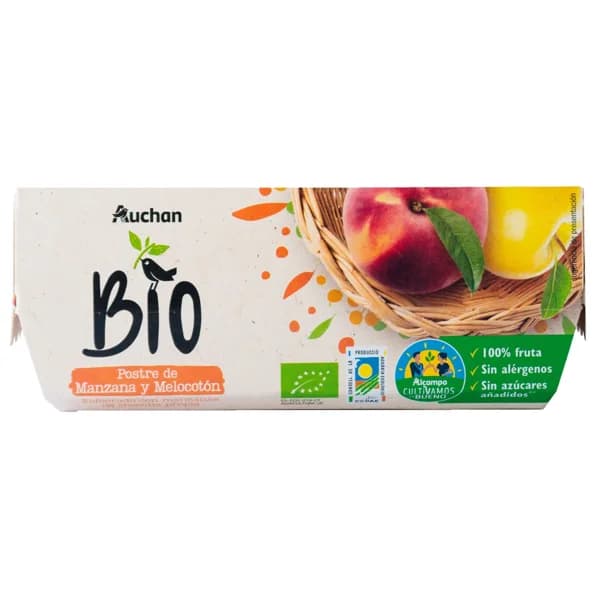 ALCAMPO CULTIVAMOS LO BUENO ECOLÓGICO Compota de manzana y melocotón postre ecológico  pack 4 uds. x 100 g. - 0.4 kg - Imagen del producto en Findit
