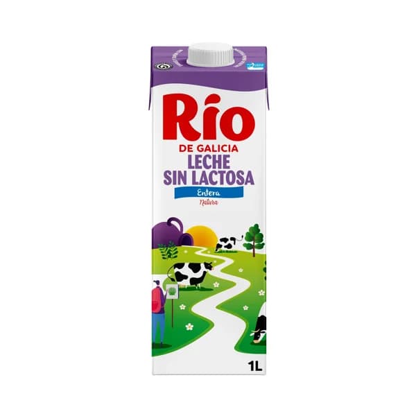 Leche de vaca entera y sin lactosa, de origen 100% gallega RIO Natura 1 l. - 1 l - Imagen del producto en Findit