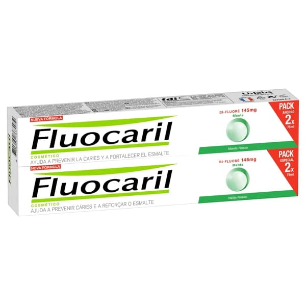 FLUOCARIL Pasta de dientes bi-flúor, con sabor a menta 2 x 75 ml. - 0.08 l - Imagen del producto en Findit