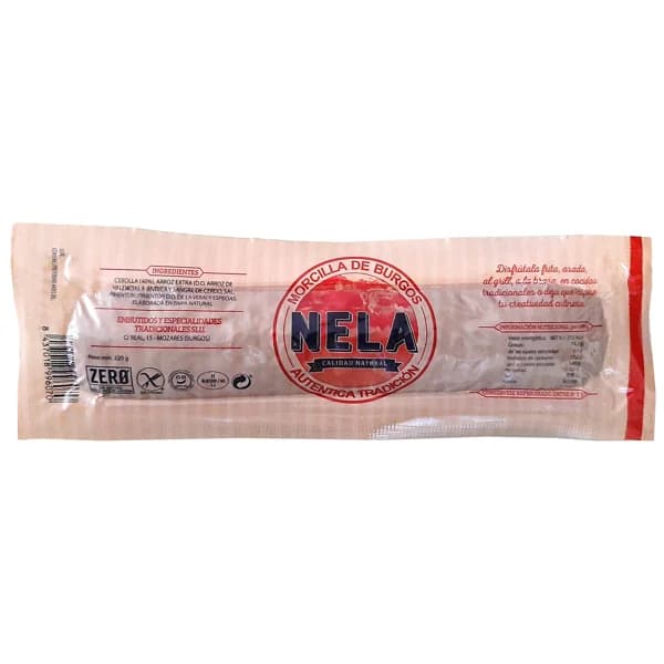 Morcilla de Burgos elaborada sin aditivos, ni gluten ni lactosa NELA 220 g. - 0.22 kg - Imagen del producto en Findit