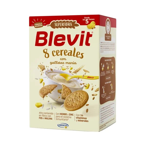 BLEVIT Superfibra Papilla de 8 cereales con galleta Maria, a partir de 5 meses 500 g. - 0.5 kg - Imagen del producto en Findit