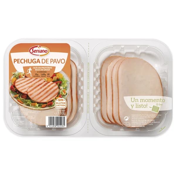 Pechuga de pavo cortada en lonchas SERRANO 330 g. - 0.33 kg - Imagen del producto en Findit