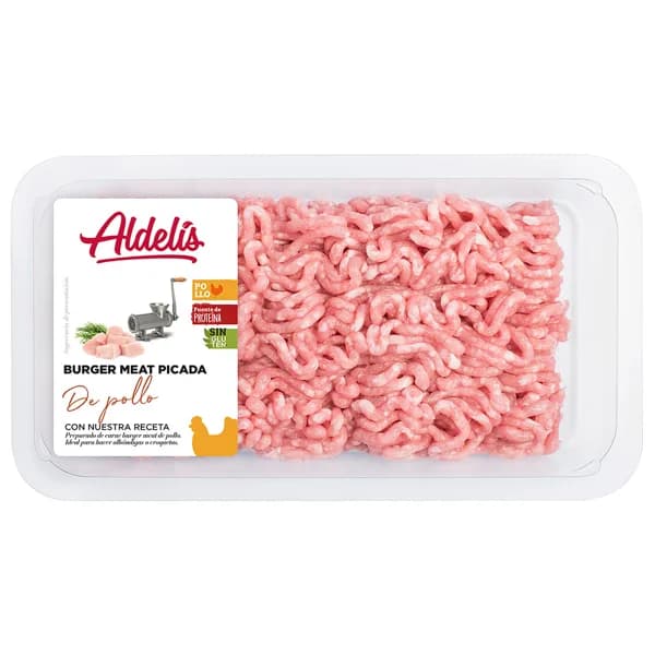 Preparado de carne burger meat de pollo ALDELÍS 380 gr. - 0.38 kg - Imagen del producto en Findit