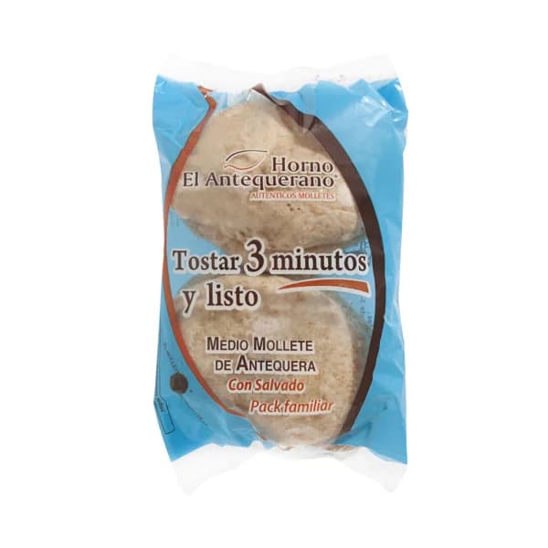Mollete de antequera con salvado EL ANTEQUERANO, 4uds, 280g. - 0.28 kg - Imagen del producto en Findit