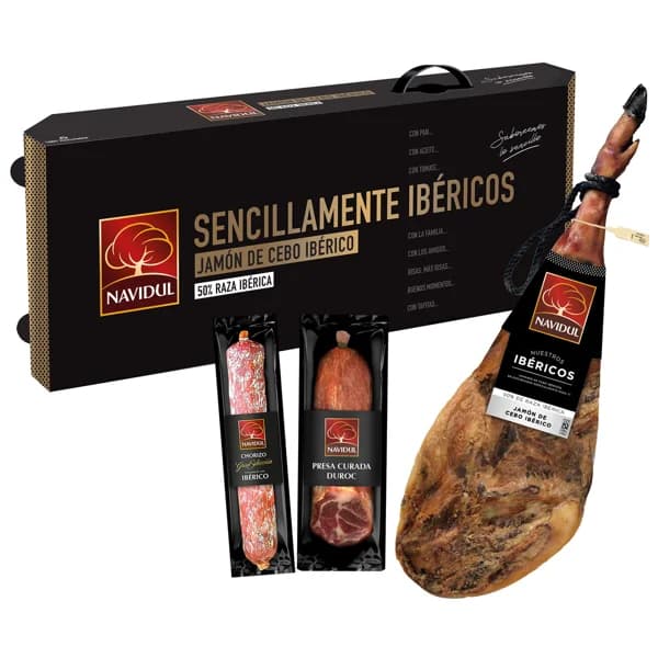NAVIDUL Lote con jamón de cebo ibérico (50% raza iberica), chorizo ibérico y lomo Duroc NAVIDUL. - 1 ud - Imagen del producto en Findit