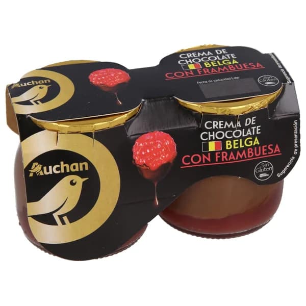 ALCAMPO GOURMET Crema de chocolate belga con framubesa, elaborada sin gluten ALCAMPO GOURMET 2 x 125 g. - 0.25 kg - Imagen del producto en Findit