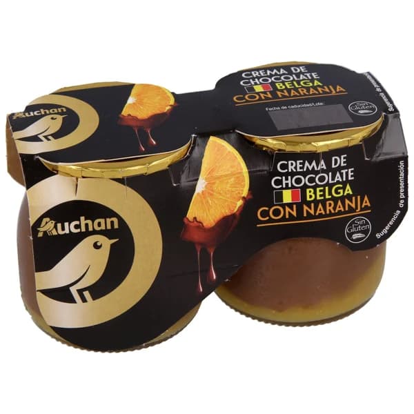 ALCAMPO GOURMET Crema de chocolate belga con naranja, elaborada sin gluten ALCAMPO GOURMET 2 x 125 g. - 0.25 kg - Imagen del producto en Findit
