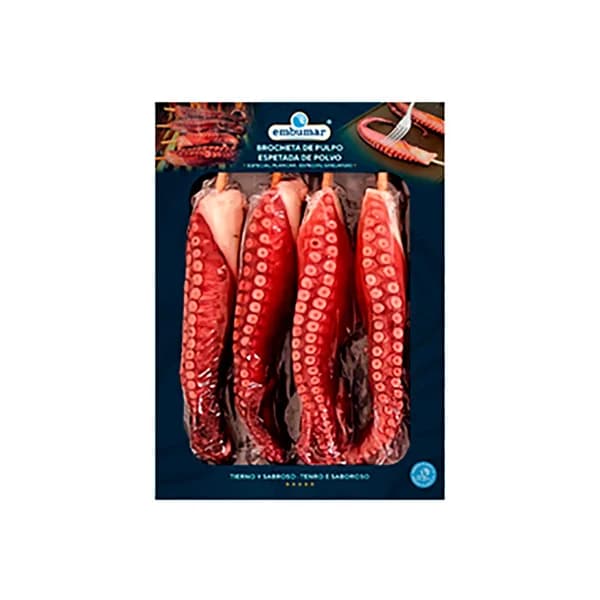 EMBUMAR Pulpo cocido brochetas especial plancha 4 uds 200 g - 0.2 kg - Imagen del producto en Findit