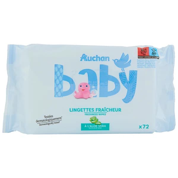 PRODUCTO ALCAMPO Baby Toallitas húmedas para bebé con aloe vera y acción refrescante 72 uds. - 1 ud - Imagen del producto en Findit