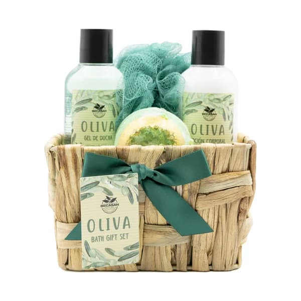 BECASAN NATURE Oliva esencial Cesta mimbre con productos para el cuidado y la higiene personal. - 1 ud - Imagen del producto en Findit