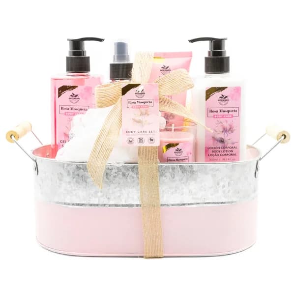 BECASAN NATURE Rosa mosqueta Cesta metálica con productos para la higiene y el cuidado corporal. - 1 ud - Imagen del producto en Findit