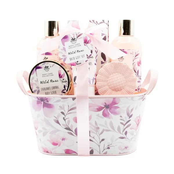 BECASAN NATURE Wild rose Cesta metalica con productos para la higiene y el cuidado personal. - 1 ud - Imagen del producto en Findit