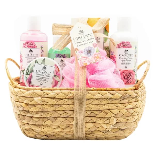 BECASAN NATURE Organic Peonía y Dalia Cesta de mimbre con productos para la higiene y el cuidado personal. - 1 ud - Imagen del producto en Findit