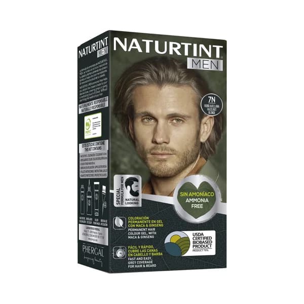 Coloración permanente en gel para barba y cabello, tono 7N rubio avellana NATURTINT Men. - 1 ud - Imagen del producto en Findit