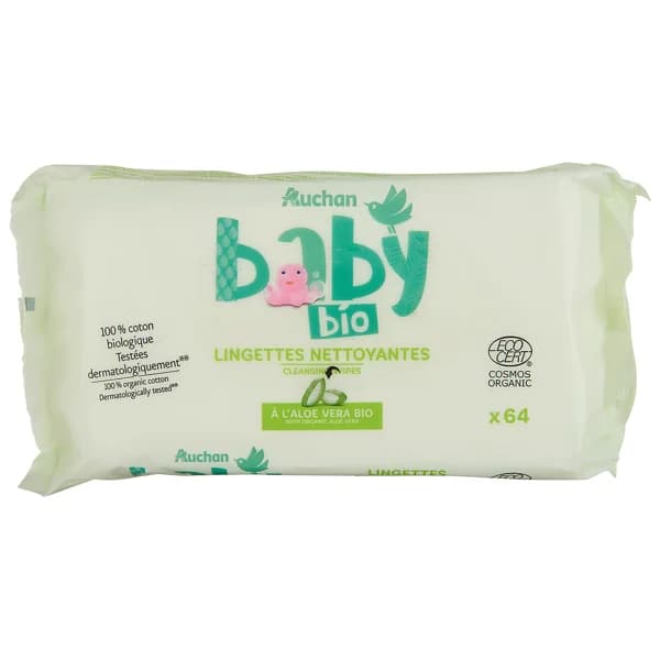 PRODUCTO ALCAMPO Baby bio Baby Toallitas húmedas para bebé con algodón y aloe vera ecológicos 64 uds. - 1 ud - Imagen del producto en Findit