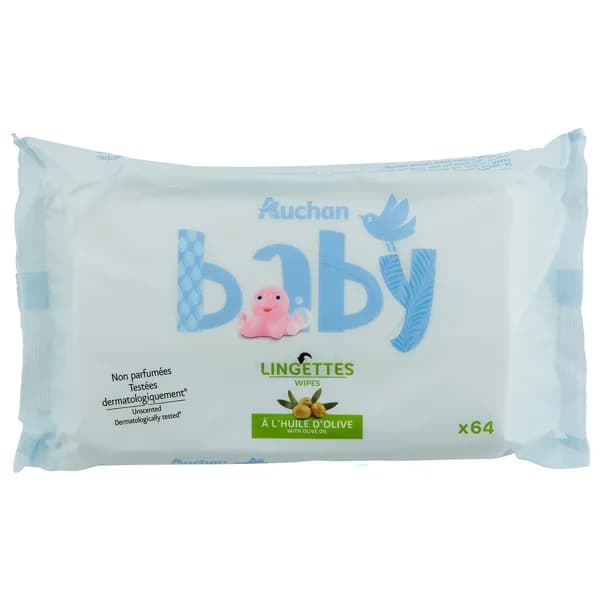 PRODUCTO ALCAMPO Baby Toallitas húmedas para bebé con aceite de oliva y acción hidratante y calmante 64 uds. - 1 ud - Imagen del producto en Findit