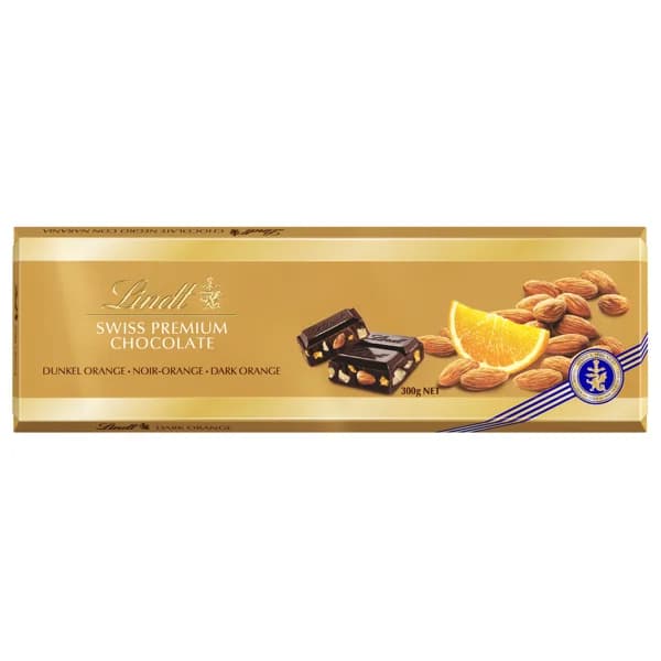 LINDT Chocolate negro con almendras y naranja 300 g. - 0.3 kg - Imagen del producto en Findit