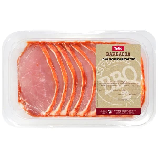 Bandeja de cinta de lomo adobada de calidad extra y cortada en filetes TELLO - 1 ud - Imagen del producto en Findit