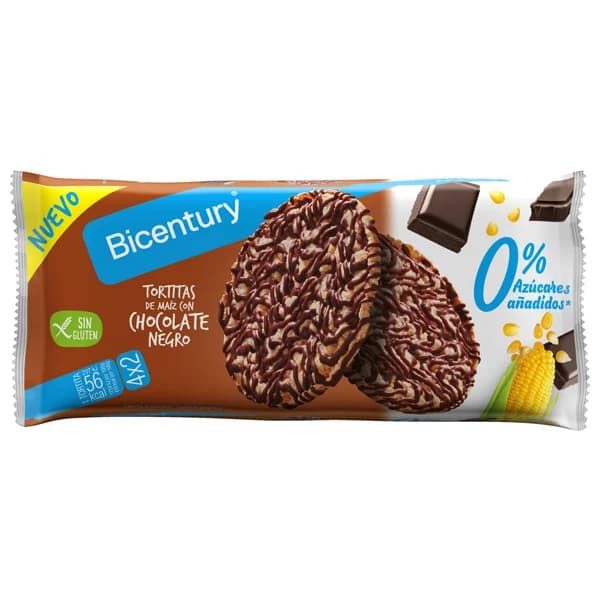 BICENTURY Tortilla maíz chocolate negro sin azúcares BICENTURY 109 g. - 0.11 kg - Imagen del producto en Findit