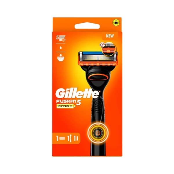 GILLETTE Maquinilla de afeitar recargable con cabezal basculante y vibratorio de cinco hojas GILLETTE Fusion 5 power. - 1 ud - Imagen del producto en Findit