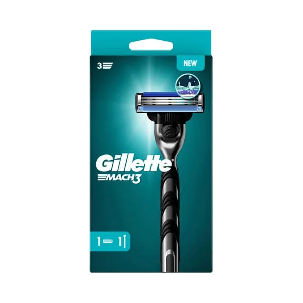 GILLETTE Máquina de afeitar con cabezal basculante de 3 hojas GILLETTE Mach 3. - 1 ud - Imagen del producto en Findit