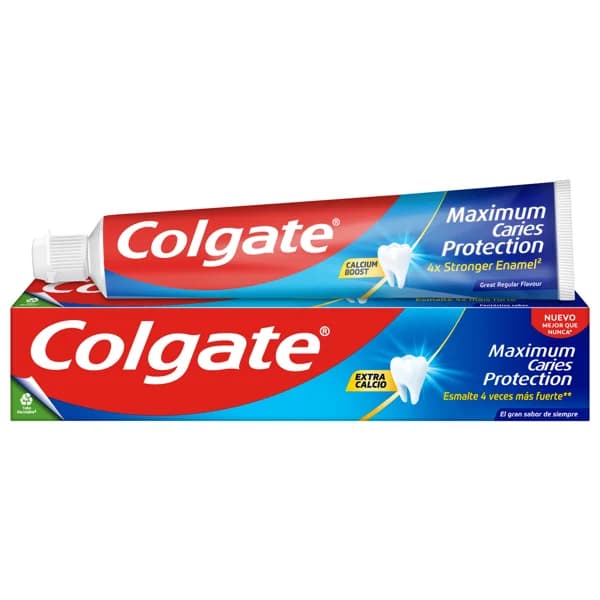 COLGATE Protección caries Pasta de dientes con flúor, calcio y protección frente a las caries con sabor a menta 75 ml. - 0.08 l - Imagen del producto en Findit