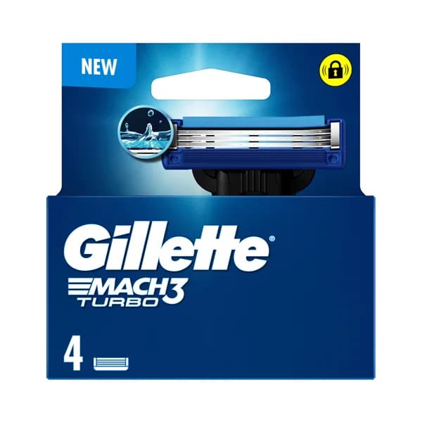 GILLETTE Recambio de cuchillas de 3 hojas para maquinillas de afeitar GILLETTE Mach 3 turbo 4 uds. - 1 ud - Imagen del producto en Findit