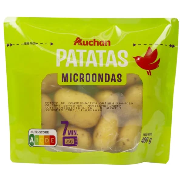 AUCHAN Patatas para microondas 400 g. Producto Alcampo - 0.4 kg - Imagen del producto en Findit