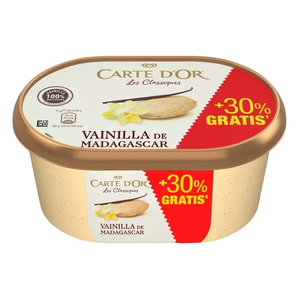CARTE D'OR Tarrina de helado de vainilla 100% natural de Madagascar 1.3 l. - 1.3 l - Imagen del producto en Findit