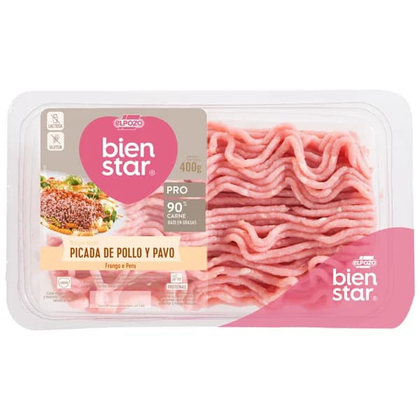 Bandeja con preparado de carne picada mixta (pollo - pavo) EL POZO Bienstar pro 400 g. - 0.4 kg - Imagen del producto en Findit
