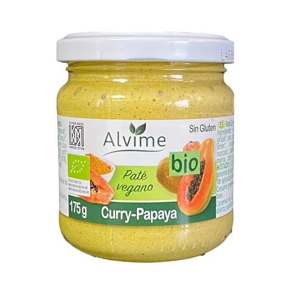 ALVIME Pate vegetal BIO de curry y papaya 175 g. - 0.18 kg - Imagen del producto en Findit