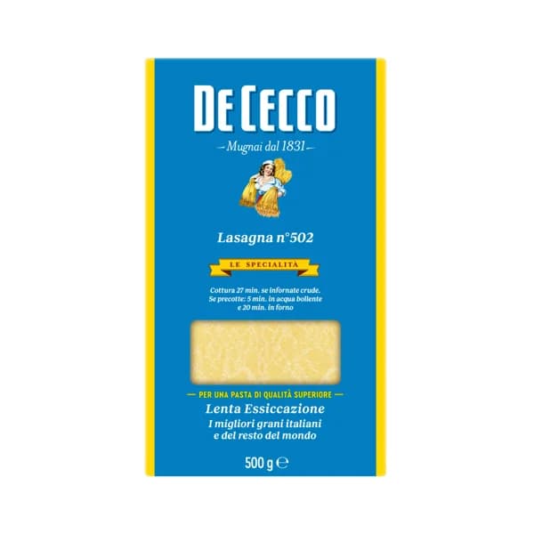 DE CECCO Pasta de lasagna 500 g. - 0.5 kg - Imagen del producto en Findit