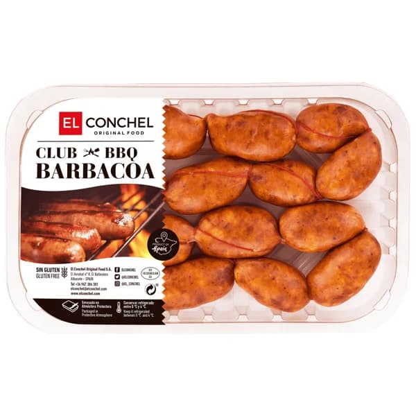 Bandeja con chorizos picantes de pincho,, elaborados sin gluten en España EL CONCHEL - 0.35 kg - Imagen del producto en Findit