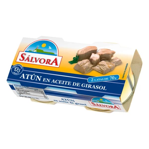 SÁLVORA Atún en aceite vegetal latas 2 x 52 g. - 0.1 kg - Imagen del producto en Findit
