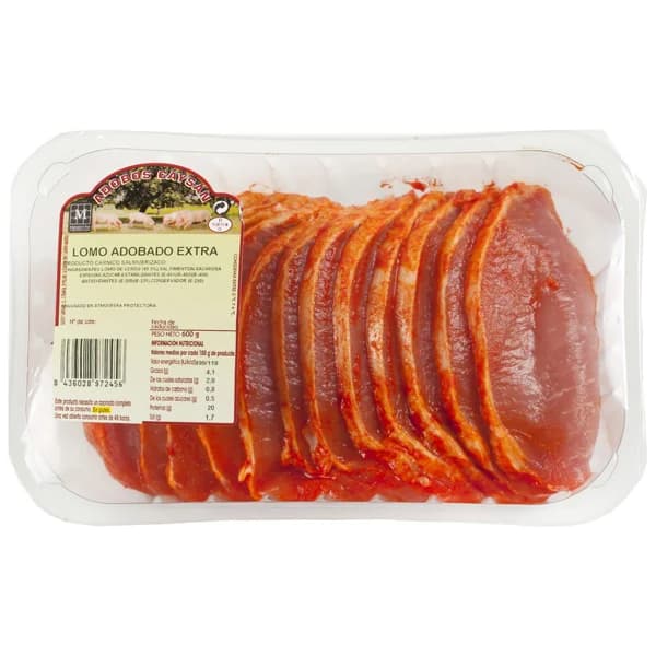 Bandeja con filetes de lomo de cerdo adobados de categoria extra CAYSAN 600 g. - 0.6 kg - Imagen del producto en Findit