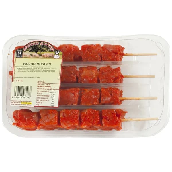 CAYSAN  Bandeja con pinchos de jamón de cerdo con adobo rojo 300 g. - 0.3 kg - Imagen del producto en Findit