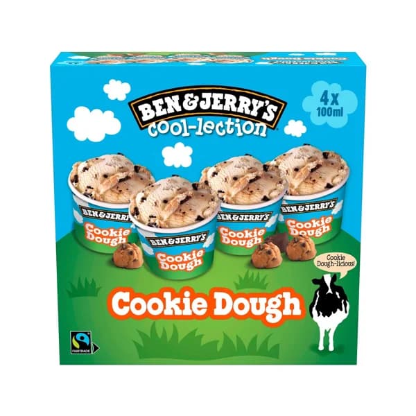 BEN & JERRY'S Helado sabor cookie dough multipack 4 x 100 ml 288 gr. - 0.43 l - Imagen del producto en Findit