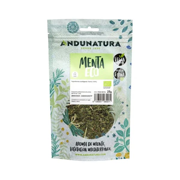 ANDUNATURA Hierbas para infusión de menta ecológica 25 g. - 1 ud - Imagen del producto en Findit