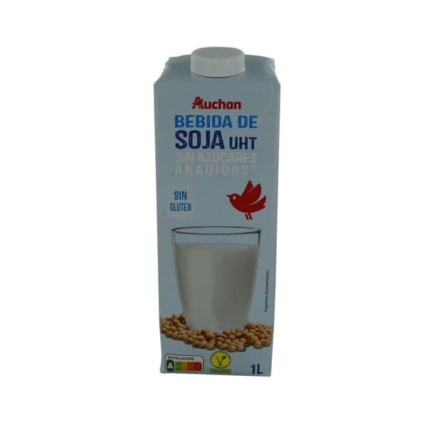AUCHAN Bebida de soja sin azúcares añadidos ni gluten 1 l. Producto Alcampo - 1 l - Imagen del producto en Findit
