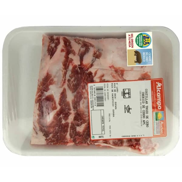ALCAMPO CULTIVAMOS LO BUENO Costilla entera de cebo ibérico de cerdo - 1 ud - Imagen del producto en Findit