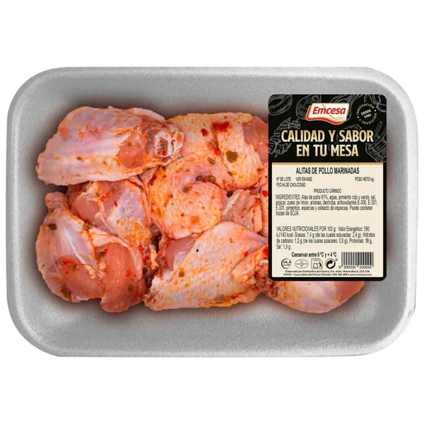EMCESA Bandeja con alitas de pollo marinadas 800 g - 0.8 kg - Imagen del producto en Findit
