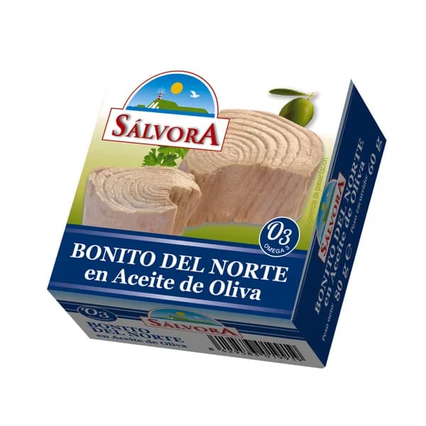 SÁLVORA Bonito del norte en aceite de oliva lata 60 g. - 0.06 kg - Imagen del producto en Findit